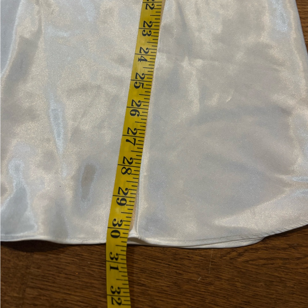 Vintage Vertigineux White Satin Slip Dress Greek Key Trim Y2K Size L - Picture 8 of 10